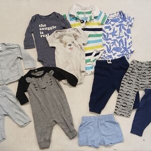 Baby Boy 3-6 months Lot Pants Bodysuit Jumpsuit Shorts Carter's Garanimals 16pcs